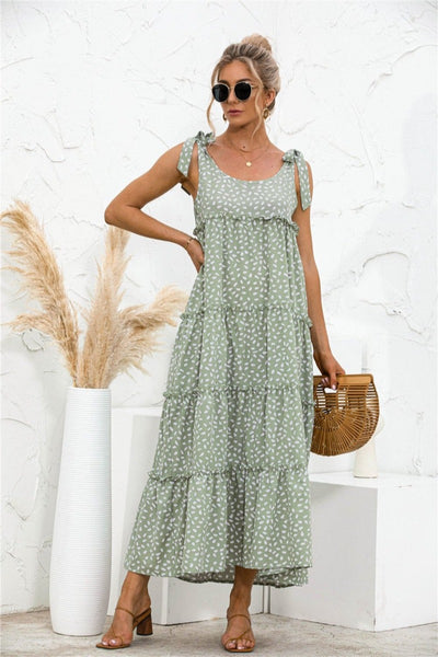 Tiered Maxi Dress with Adjustable Straps - Fashion 5