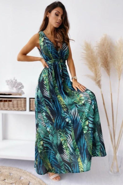 Women's Split Floral Print Flowy Party Maxi Dress - Fashion 5