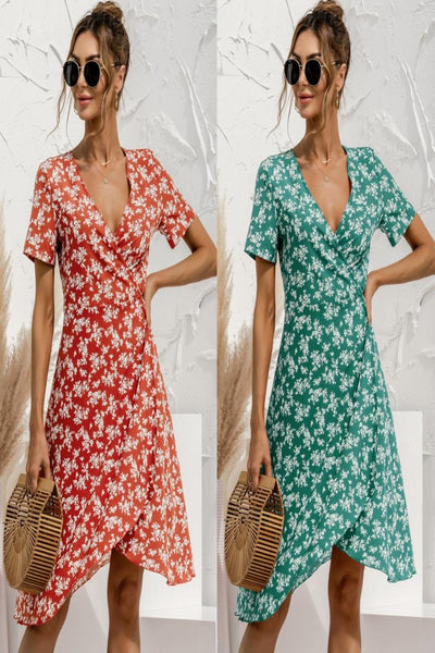 Floral V-Neck Midi Dress - Fashion 5