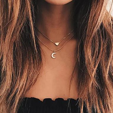 Moon and Heart Two Layer Necklace - Fashion 5