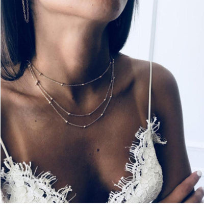 Three Layer Beaded Choker Necklace - Fashion 5