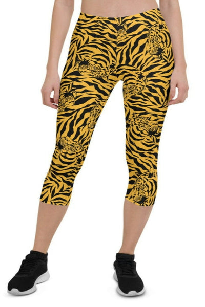 Yellow Tiger Capri Leggings for Women - Fashion 5